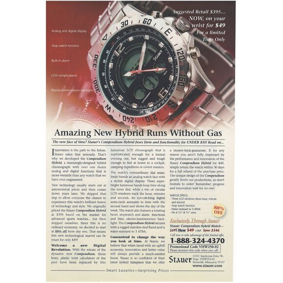 2010 Stauer Compendium Hybrid Watch Full Page Print Ad Burnsville Minnesota u - Picture 1 of 1